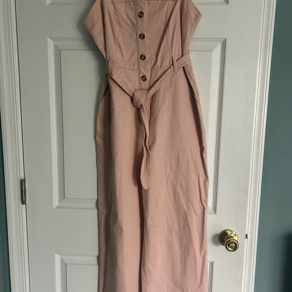 Pink Button-Down Jumpsuit